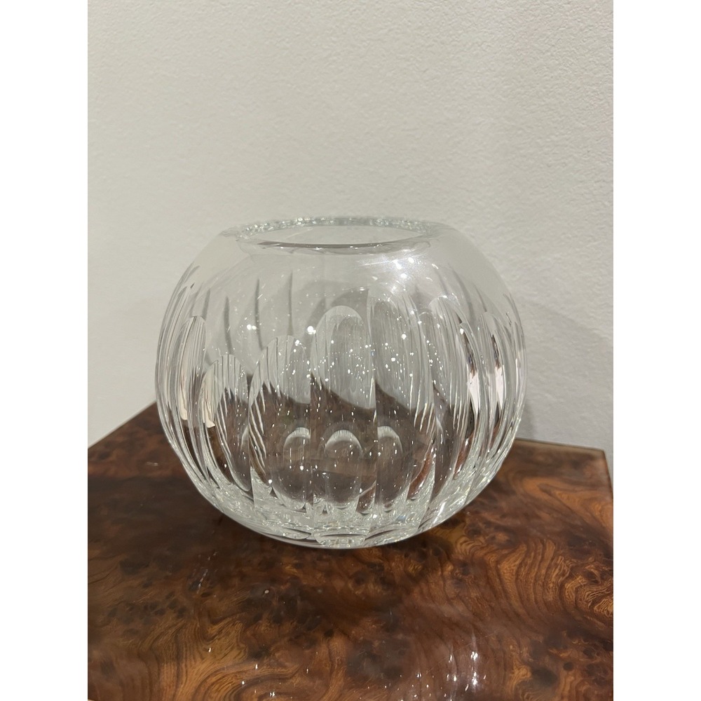 St Louis Crystal France Vintage Clear Cut Crystal Vase 7" Signed